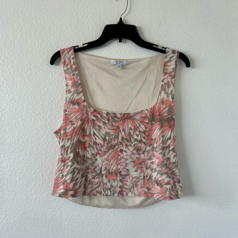AFRM Pink Print Square Neck Tank Top Size XL